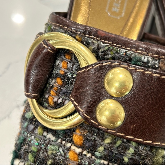 Vintage Coach Tweed Heeled Platform Mules - Picture 8 of 11